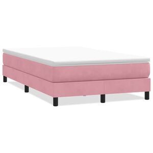 vidaXL Box Cama de primavera sem Colch&atilde;o Rosa 120x210 cm Veludo