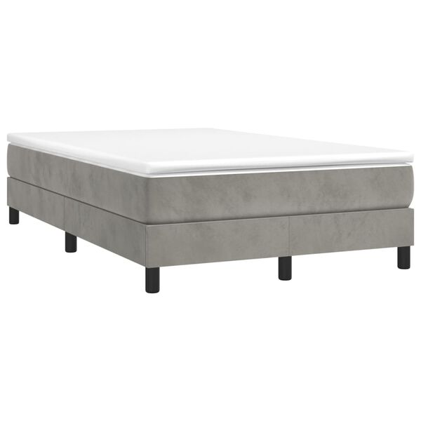 vidaXL Cama boxspring c/ colch&atilde;o 120x200 cm veludo cinzento-claro
