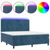 vidaXL Cama box spring c/ colch&atilde;o/LED 180x200 cm veludo azul-escuro