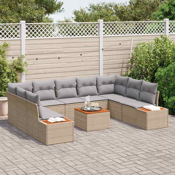 vidaXL Conjunto de Sof&aacute; de Jardim 5 pcs Bege e Cinza Claro Polirattan