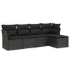 vidaXL 5 pcs conjunto sof&aacute;s de jardim com almofad&otilde;es vime PE preto