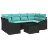vidaXL Conjunto de Sof&aacute;s 7 unid. 3-N&uacute;mero de lugares Preto e Turquesa