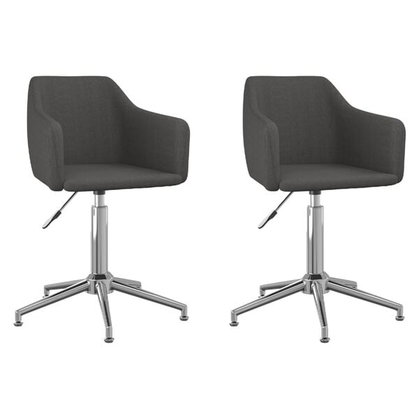 vidaXL Cadeiras de jantar girat&oacute;rias 2 pcs tecido cinzento-escuro