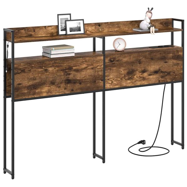 vidaXL Cabeceira de armazenamento com cabeceira Carvalho fumado 135 cm