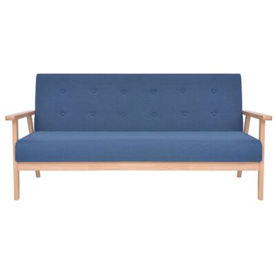 vidaXL Conjunto de sofás 3 pcs tecido azul