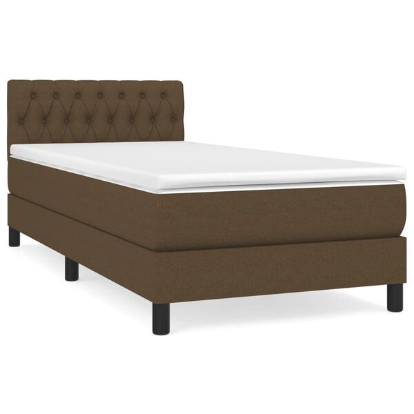 vidaXL Cama com molas/colch&atilde;o 90x190 cm tecido castanho-escuro