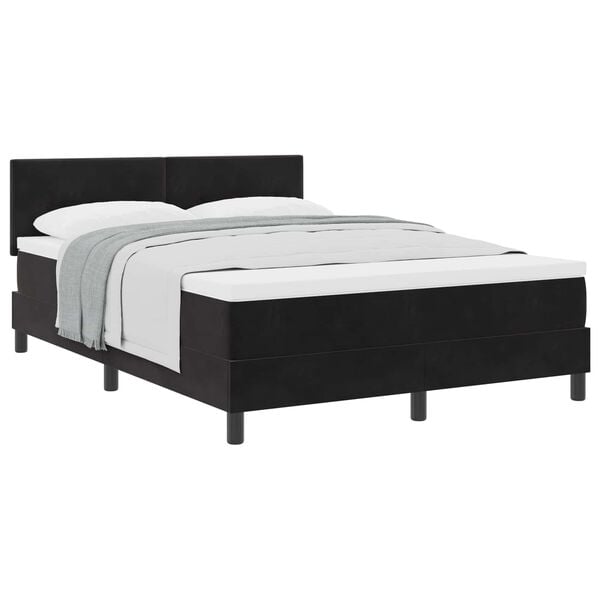 vidaXL Cama Box com colch&atilde;o com cabeceira Preto 140 x 190 cm Veludo
