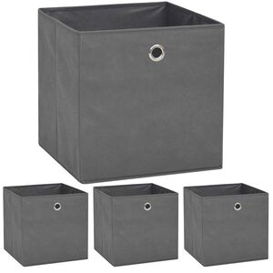 vidaXL Caixas arruma&ccedil;&atilde;o 4 pcs n&atilde;o-tecido (TNT) 32x32x32 cm cinzento