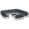 vidaXL Conjunto de Sof&aacute; de Jardim 14 unid. Preto Alum&iacute;nio