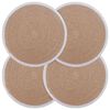 vidaXL Sousplat de Juta 4 unid. Natural e Branco 100% Juta Tossa