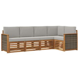 vidaXL Conjunto de Sof&aacute; Sectional 4 pcs Natural e Cinzento-Claro