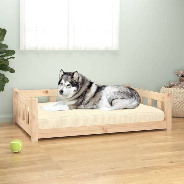 vidaXL Cama para c&atilde;es 105,5x75,5x28 cm Madeira maci&ccedil;a de pinho