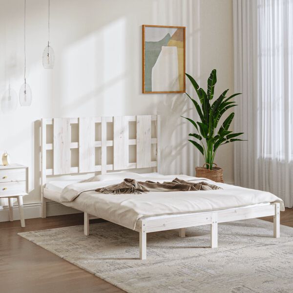 vidaXL Cama sem colchão 140x200 cm madeira de pinho maciça branco