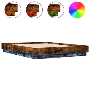 vidaXL Estrutura de cama com luzes LED 120x190 cm carvalho fumado