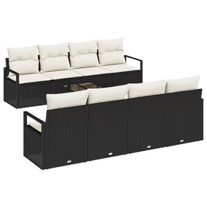 vidaXL Conjunto de Sof&aacute;s com almofada 7 pcs Preto e Creme vime PE