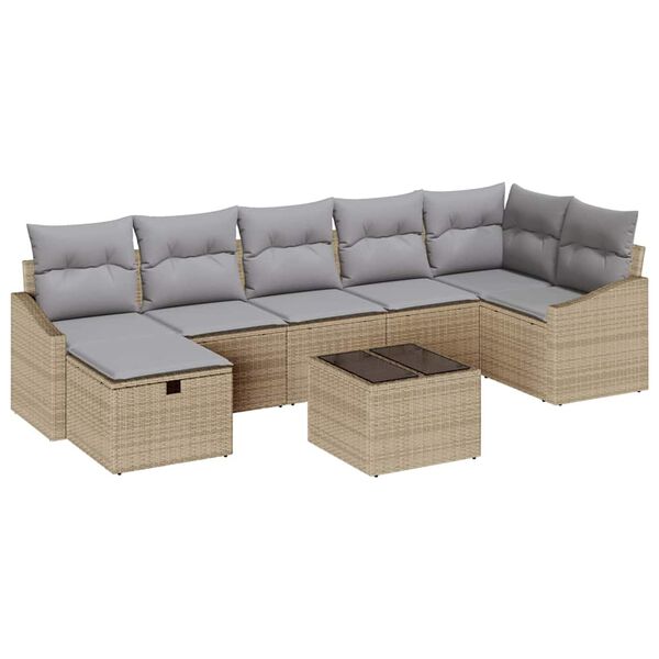 vidaXL Conjunto de Sof&aacute; de Jardim 8 pcs Bege 55 x 62 x 69 cm