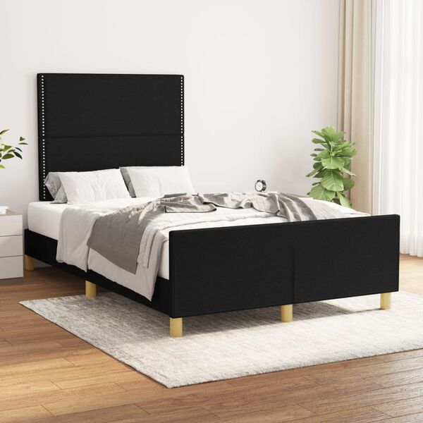 vidaXL Estrutura de cama sem colch&atilde;o 120x200 cm tecido preto