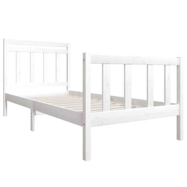 vidaXL Estrutura de cama 90x200 cm madeira maciça branco