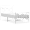 vidaXL Estrutura de cama com cabeceira e p&eacute;s 90x200 cm metal branco