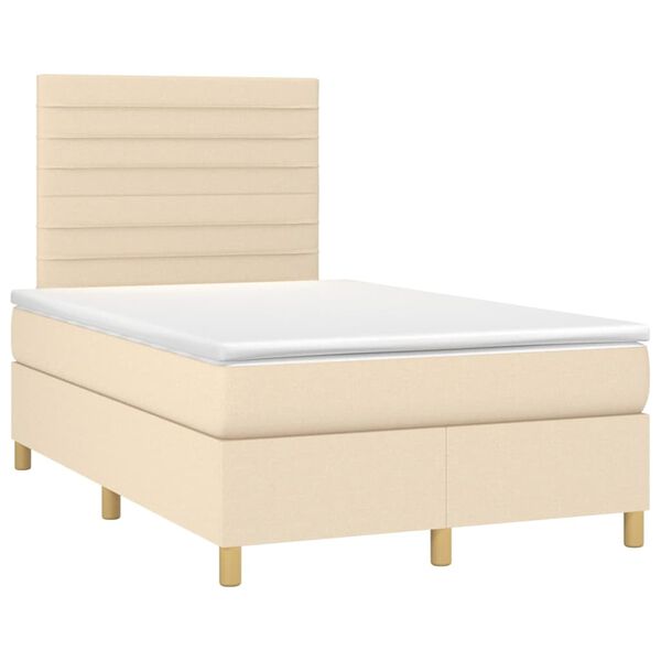 vidaXL Cama com molas/colch&atilde;o 120x200 cm tecido cor creme