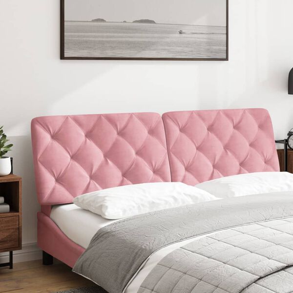 vidaXL Almofad&atilde;o de cabeceira 160 cm veludo rosa