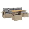 vidaXL 6 pcs conjunto de sof&aacute;s p/ jardim com almofad&otilde;es vime PE bege