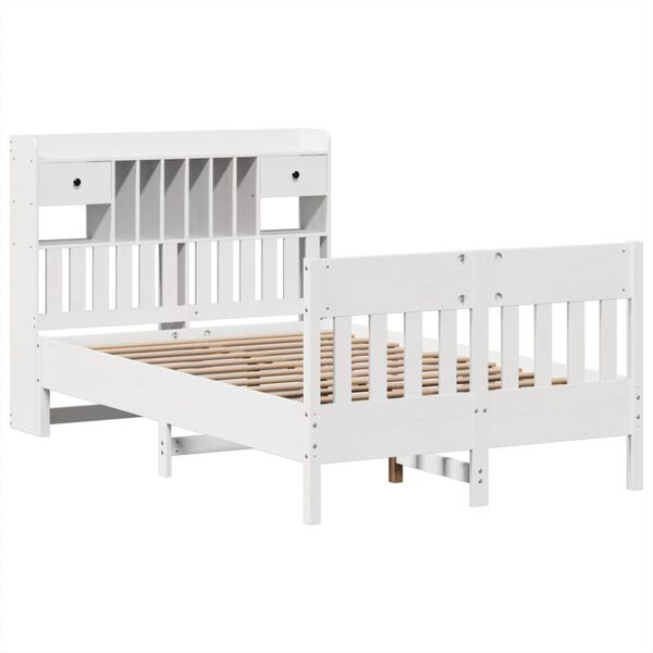 vidaXL Cama sem colch&atilde;o 135x190 cm madeira de pinho maci&ccedil;a branco