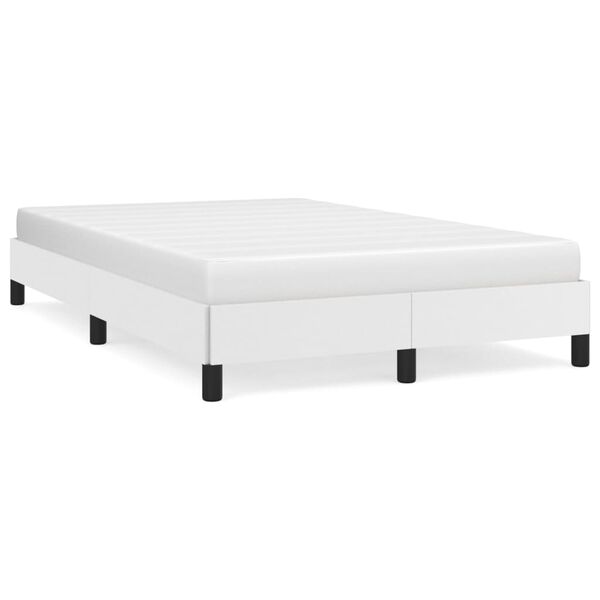 vidaXL Estrutura de cama sem colchão 120x190cm couro do falso branco