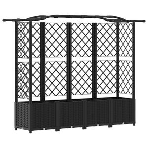 vidaXL Cama Elevada com Treli&ccedil;a e Telhado Preto 204 x 40 x 141 cm PP