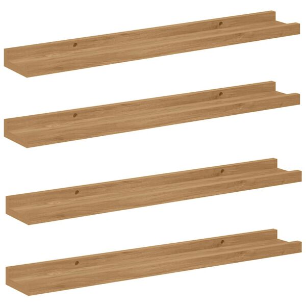 vidaXL Prateleira de Parede 4 pcs Castanho 60 x 9 x 3 cm
