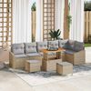 vidaXL Conjunto de Sof&aacute; de Jardim 9 pcs Bege Rattan Sint&eacute;tico