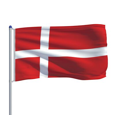 vidaXL Bandeira da Dinamarca com mastro de alumínio 6 m