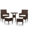 vidaXL 5 pcs conjunto lounge jardim vime PE castanho