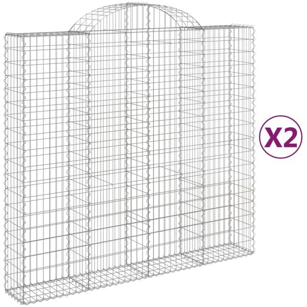 vidaXL Cestos gabi&atilde;o arqueados 2pcs 200x50x180/200cm ferro galvanizado