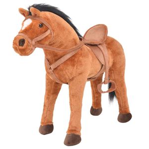 vidaXL Cavalo de peluche de montar castanho