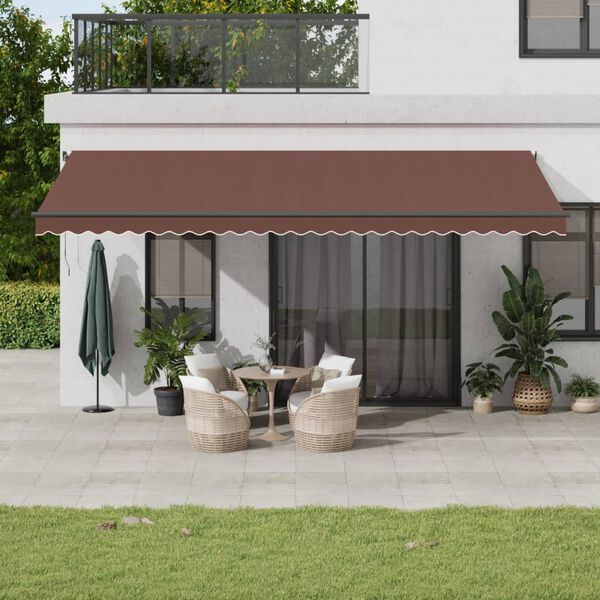 vidaXL Toldo retrátil manual com luzes LED 600x350 cm castanho