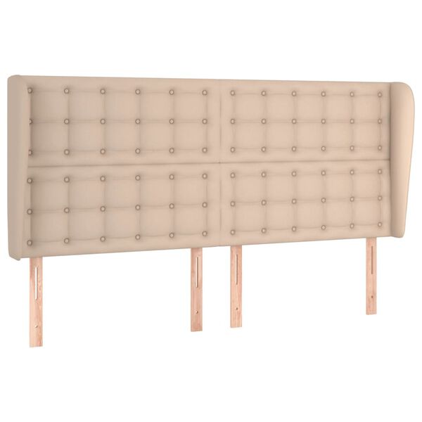 vidaXL Cabeceira cama c/ abas couro artif. 183x23x118/128cm cappuccino