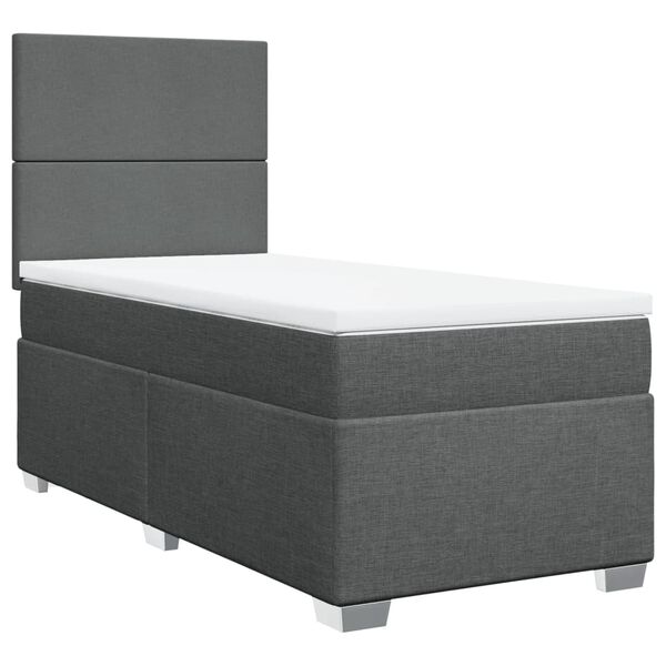vidaXL Cama com molas/colch&atilde;o 90x190 cm tecido cinza-escuro