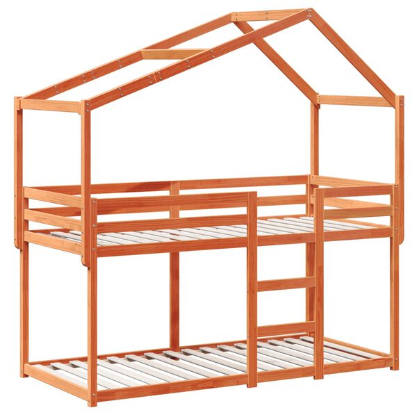 vidaXL Beliche com telhado 90x190 cm pinho maci&ccedil;o castanho-mel