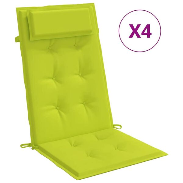 vidaXL Almofadões p/ cadeira encosto alto 4 pcs oxford verde brilhante