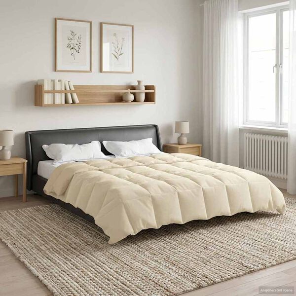 vidaXL Edredom de Ver&atilde;o Simples Creme 200 x 240 cm Microfibra