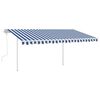 vidaXL Toldo retr&aacute;til manual com luzes LED 4,5x3 m azul e branco