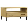 vidaXL Mesa centro c/ pernas de metal 85x50x45cm OSLO madeira castanho