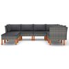 vidaXL 8 pcs conjunto lounge de jardim c/ almofad&otilde;es vime PE cinzento