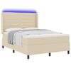 vidaXL Cama Box Spring LED com colch&atilde;o Creme 140 x 200 cm tecido