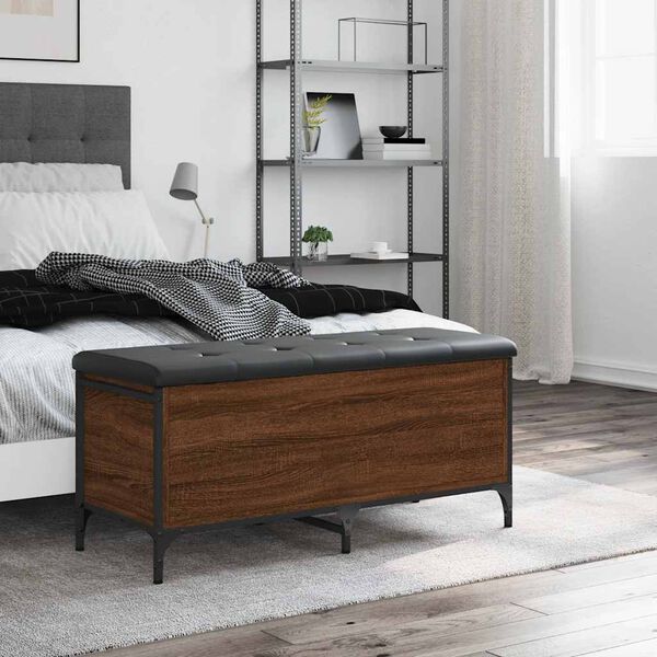 vidaXL Banco arruma&ccedil;&atilde;o 102x42x45cm derivados madeira carvalho castanho