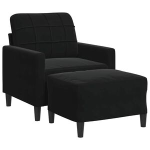 vidaXL Poltrona com apoio de p&eacute;s 60 cm veludo preto