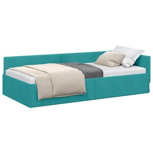 vidaXL Estrutura de Cama de Canto Turquesa 90 cm x 190 cm Veludo