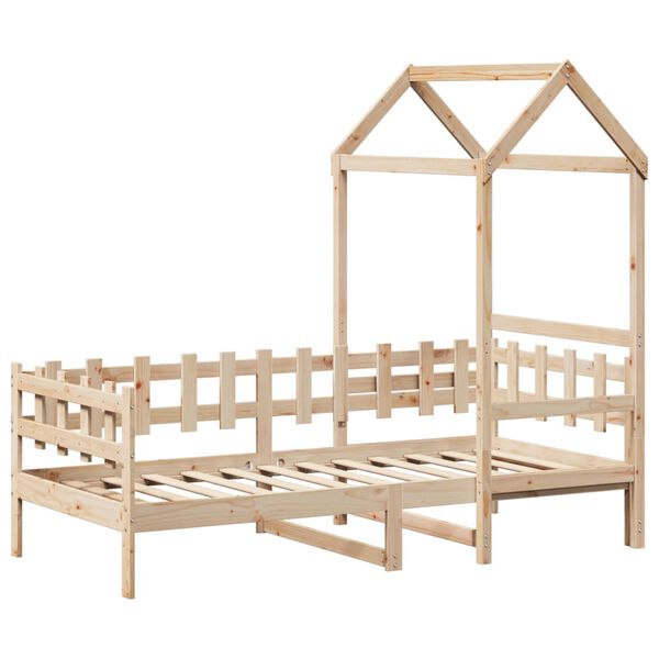 vidaXL Sof&aacute;-cama com telhado 90x200 cm madeira de pinho maci&ccedil;a