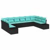 vidaXL Conjunto de Sof&aacute; de Jardim 10 unid. Preto vime PE